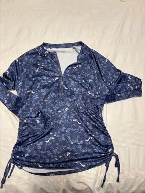 Women’s Navy Floral Half-Zip Pullover Hoodie